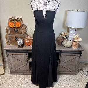 Vera Wang White Label Black Strapless Maxi Lined  Dress Sz 12 Wedding Bridesmaid